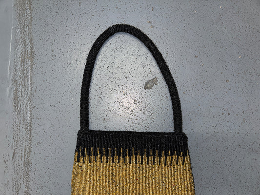 Black and Gold Ombré Beaded Shoulder Bag