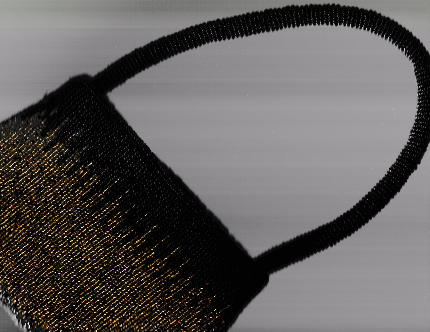 Black and Gold Ombré Beaded Shoulder Bag