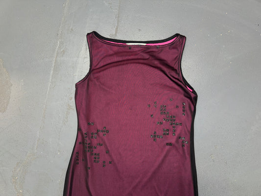 Purple Mesh Mini Shift Dress