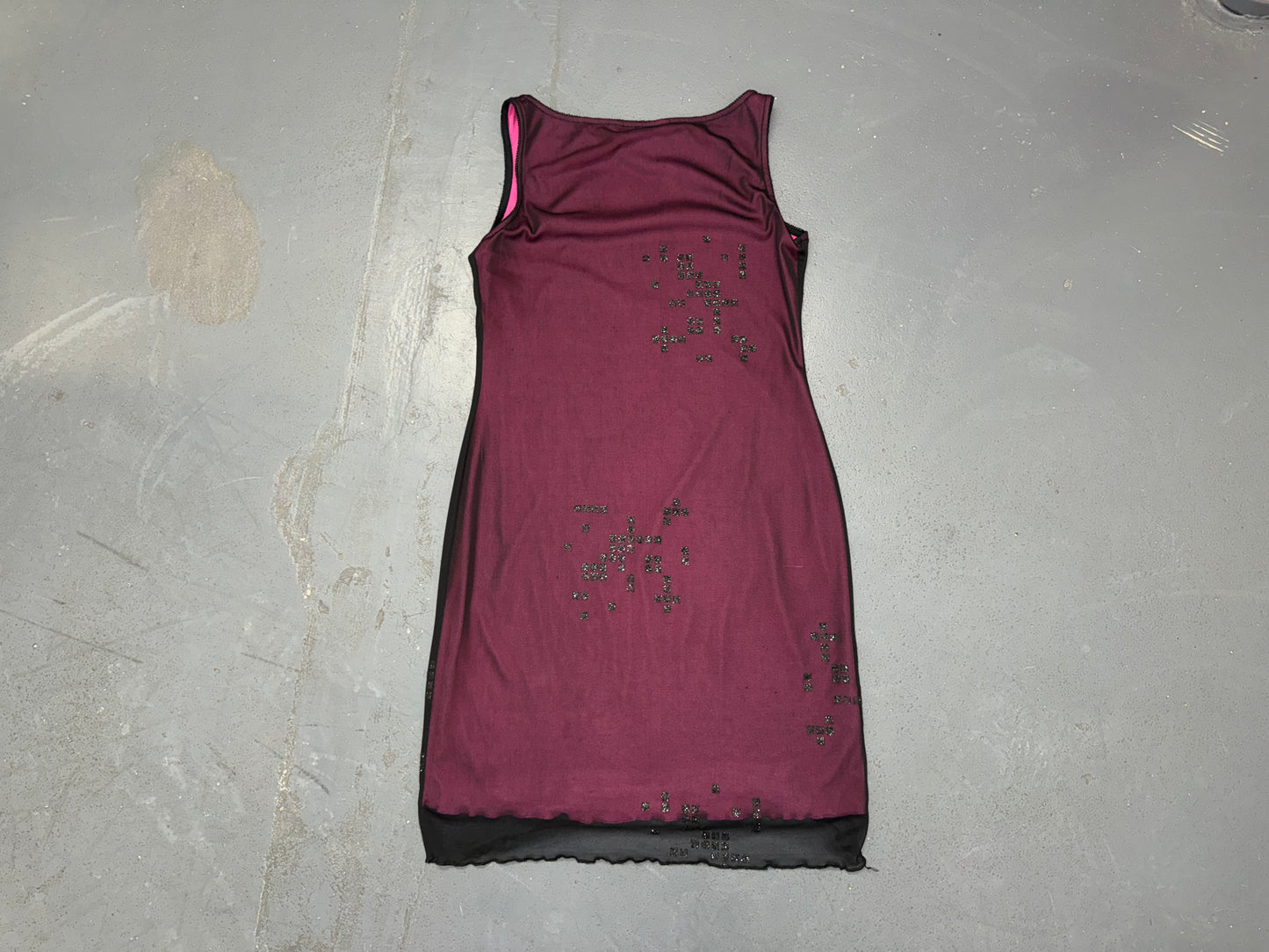 Purple Mesh Mini Shift Dress