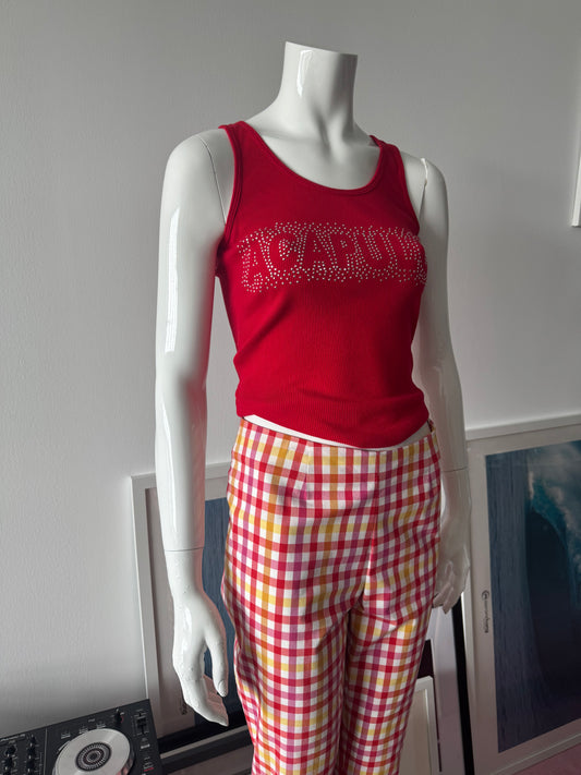 MOSCHINO Plaid High Waist Pants