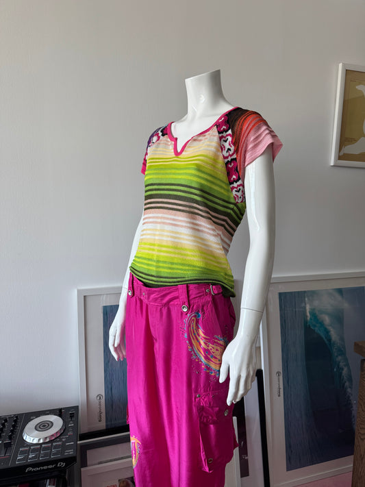 RALPH LAUREN Pink Silk Beaded Cargo Pant