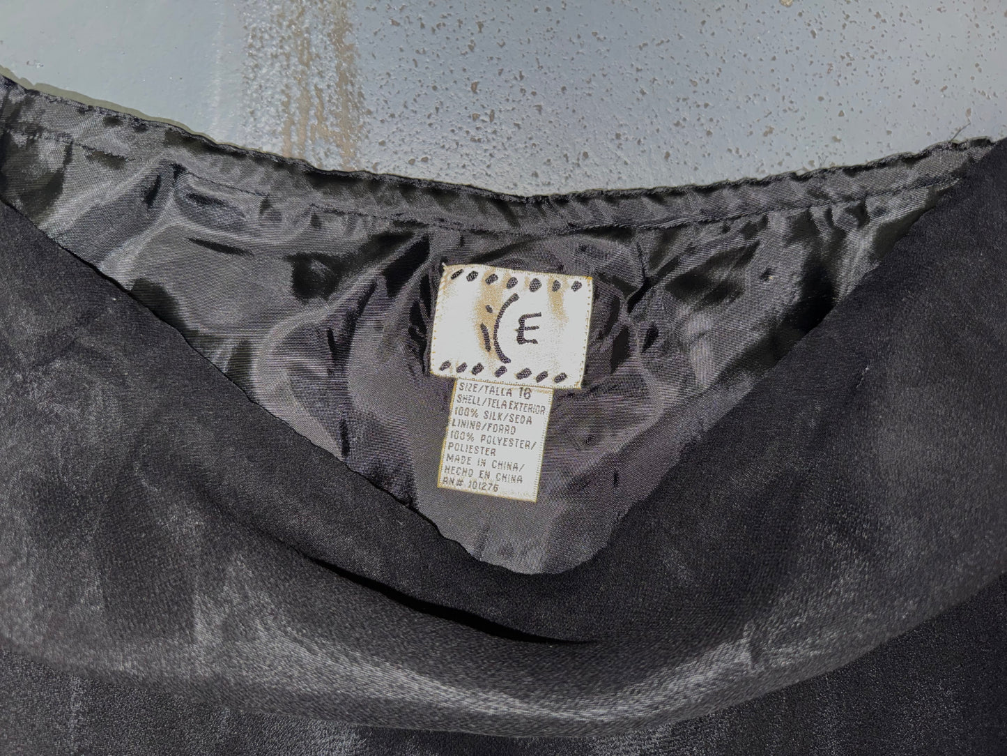 Black Silk Midi Asymmetrical Beaded Skirt