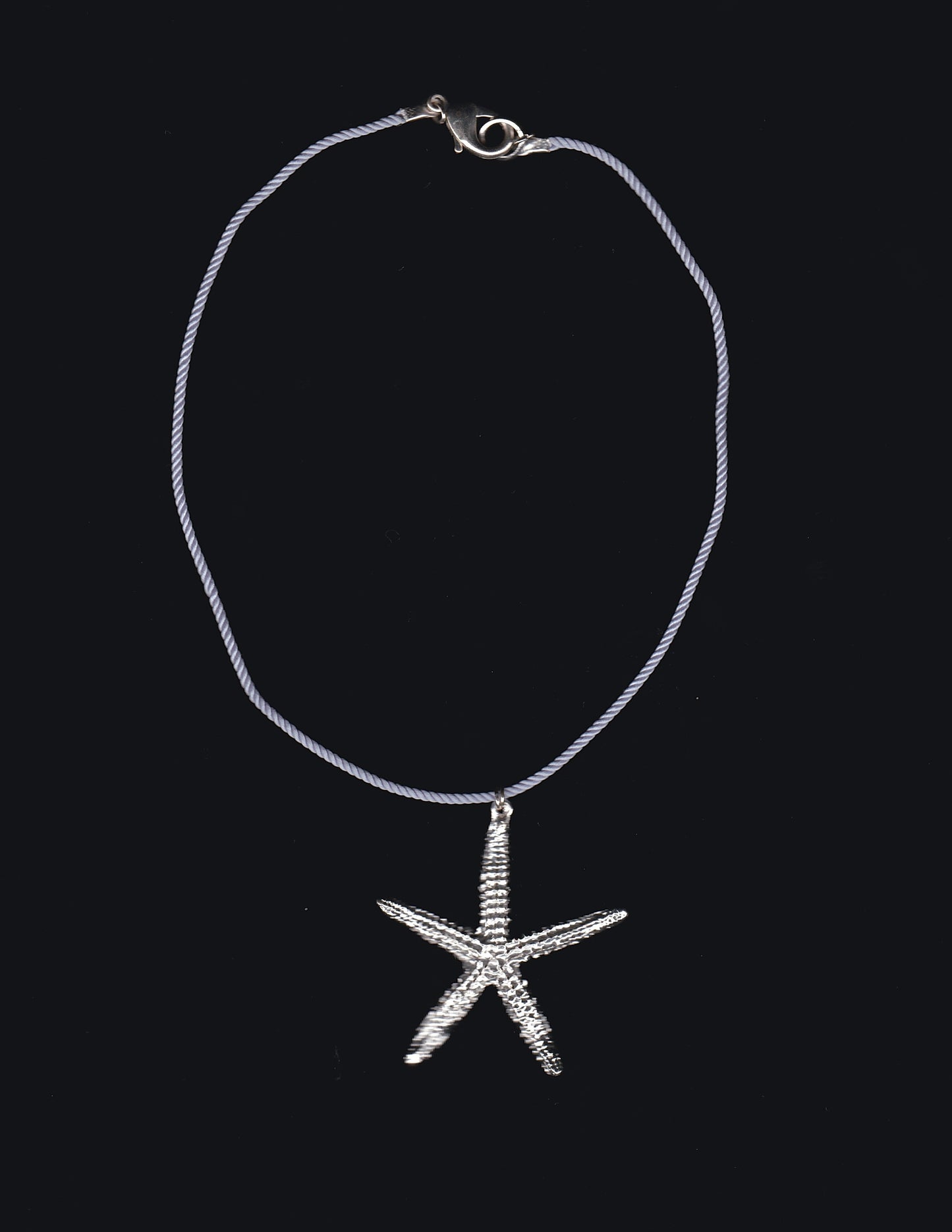 Silver Starfish Necklace with Blue Rope Choker Necklace