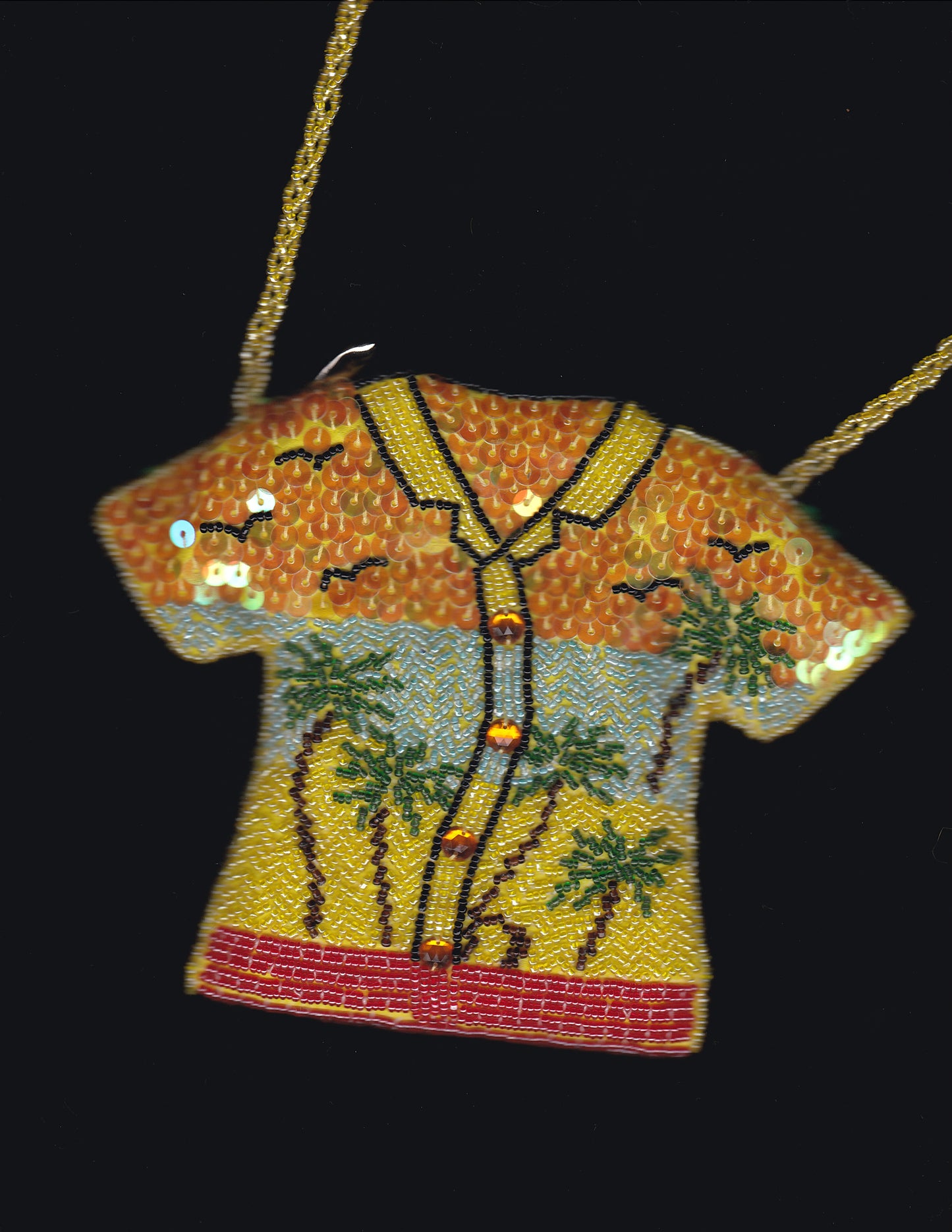 Beaded Sequin Hawaii Shirt Evening Bag with Crossbody Strap