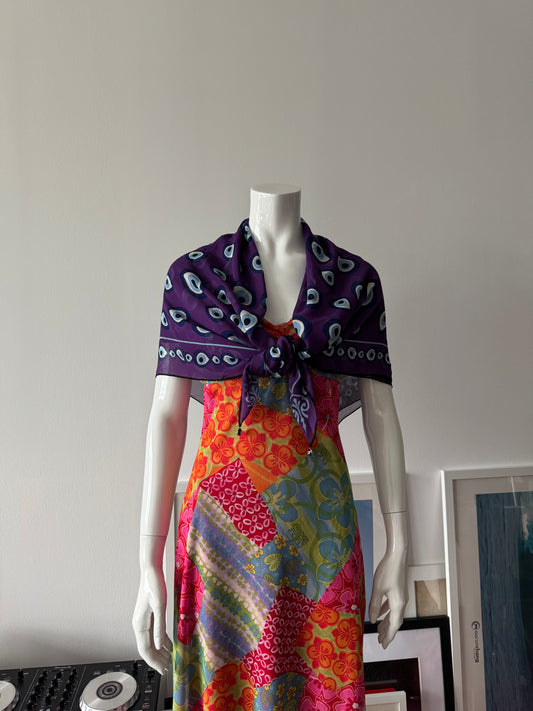 Purple Silk Evil Eye Scarf
