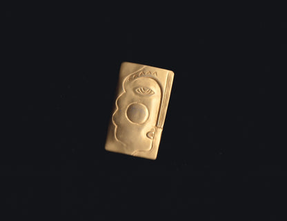 Gold Rectangle Face Pin
