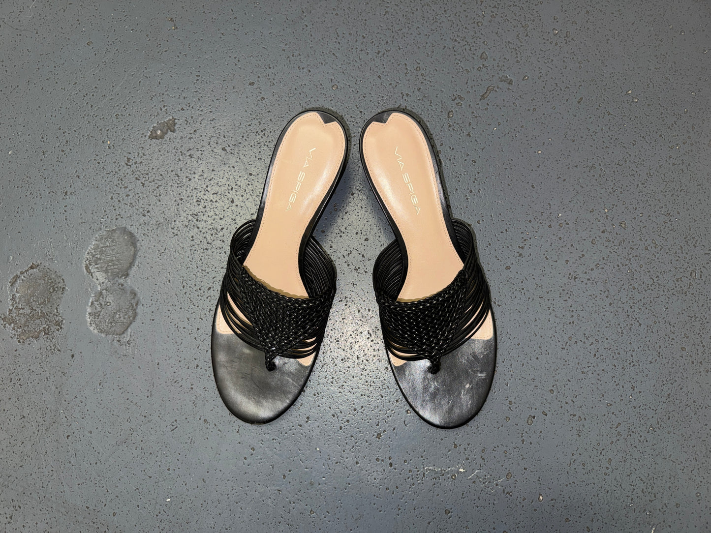VIA SPIGA Black Leather Macrame Kitten Heels US 9.5