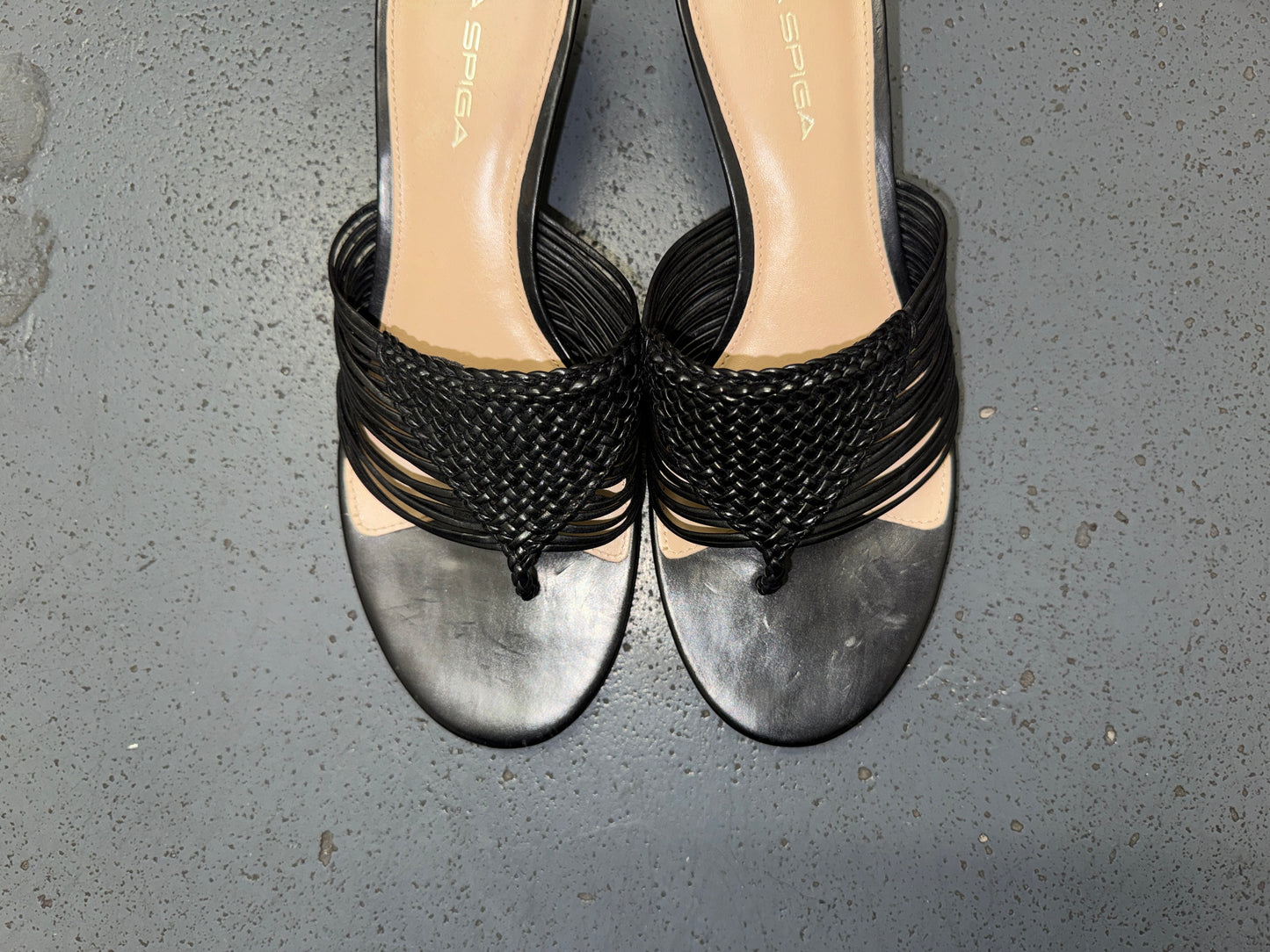 VIA SPIGA Black Leather Macrame Kitten Heels US 9.5