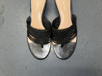 VIA SPIGA Black Leather Macrame Kitten Heels US 9.5