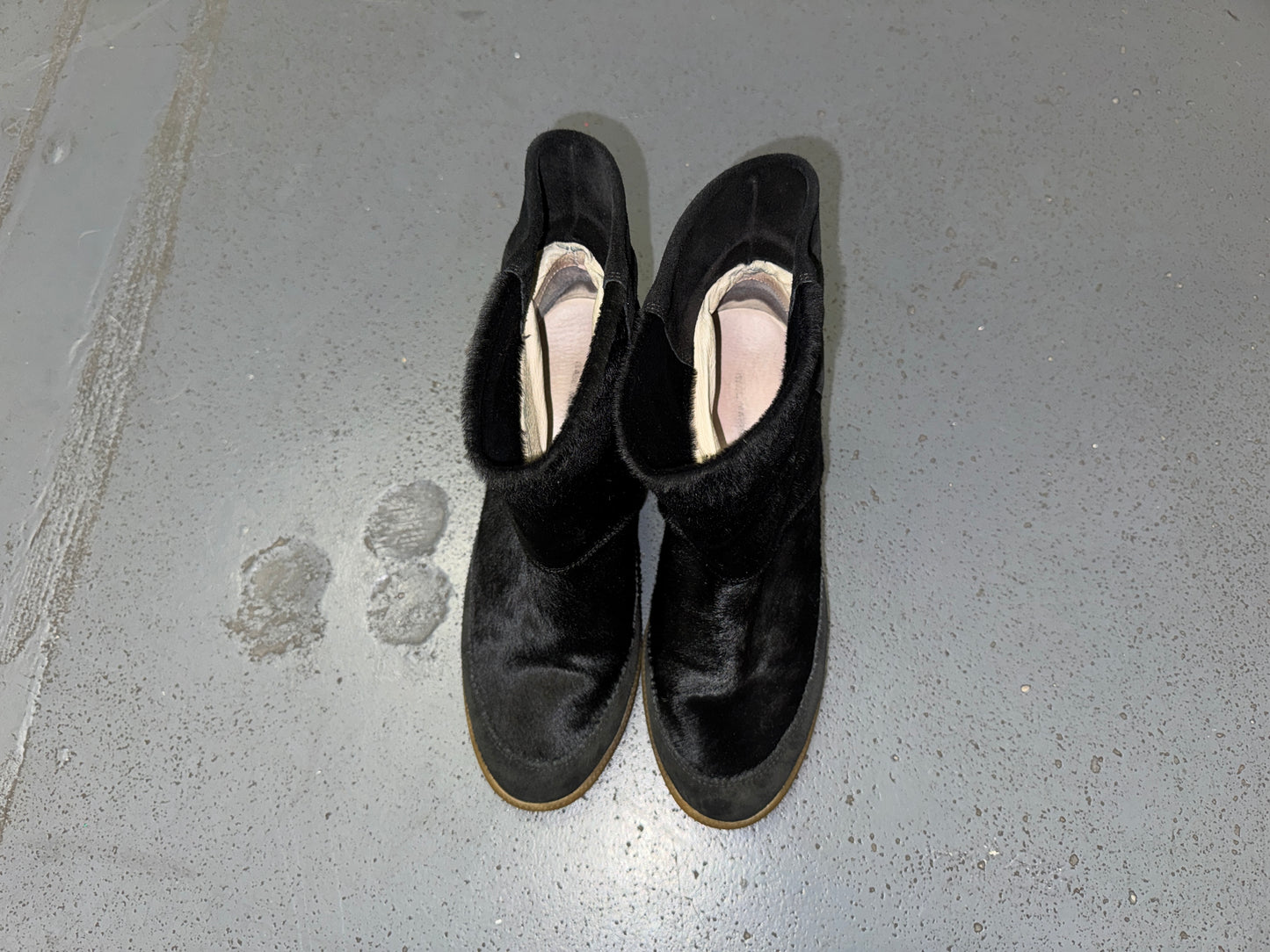 ISABEL MARANT Black Ponyhair and Suede Wedge Ankle Boots