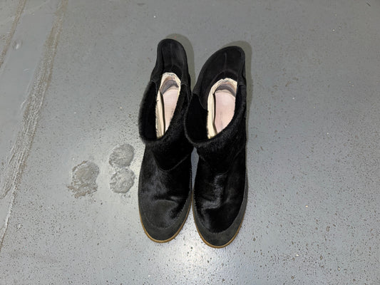 ISABEL MARANT Black Ponyhair and Suede Wedge Ankle Boots