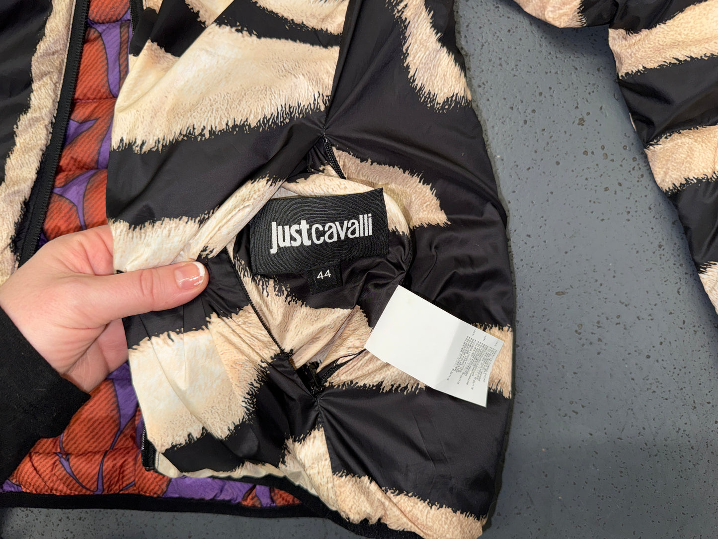 JUST CAVALLI Tiger Print Reversible Puffer Jacket