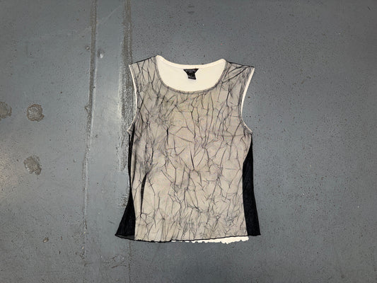 GUESS Black Mesh Crinkle Top