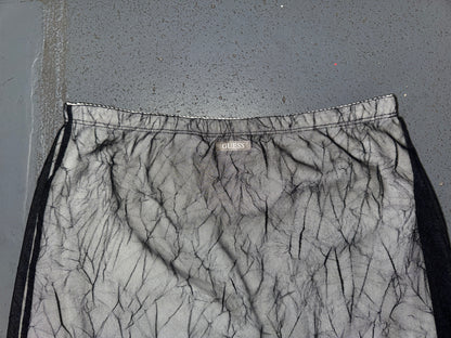 GUESS Black Mesh Crinkle Midi Skirt