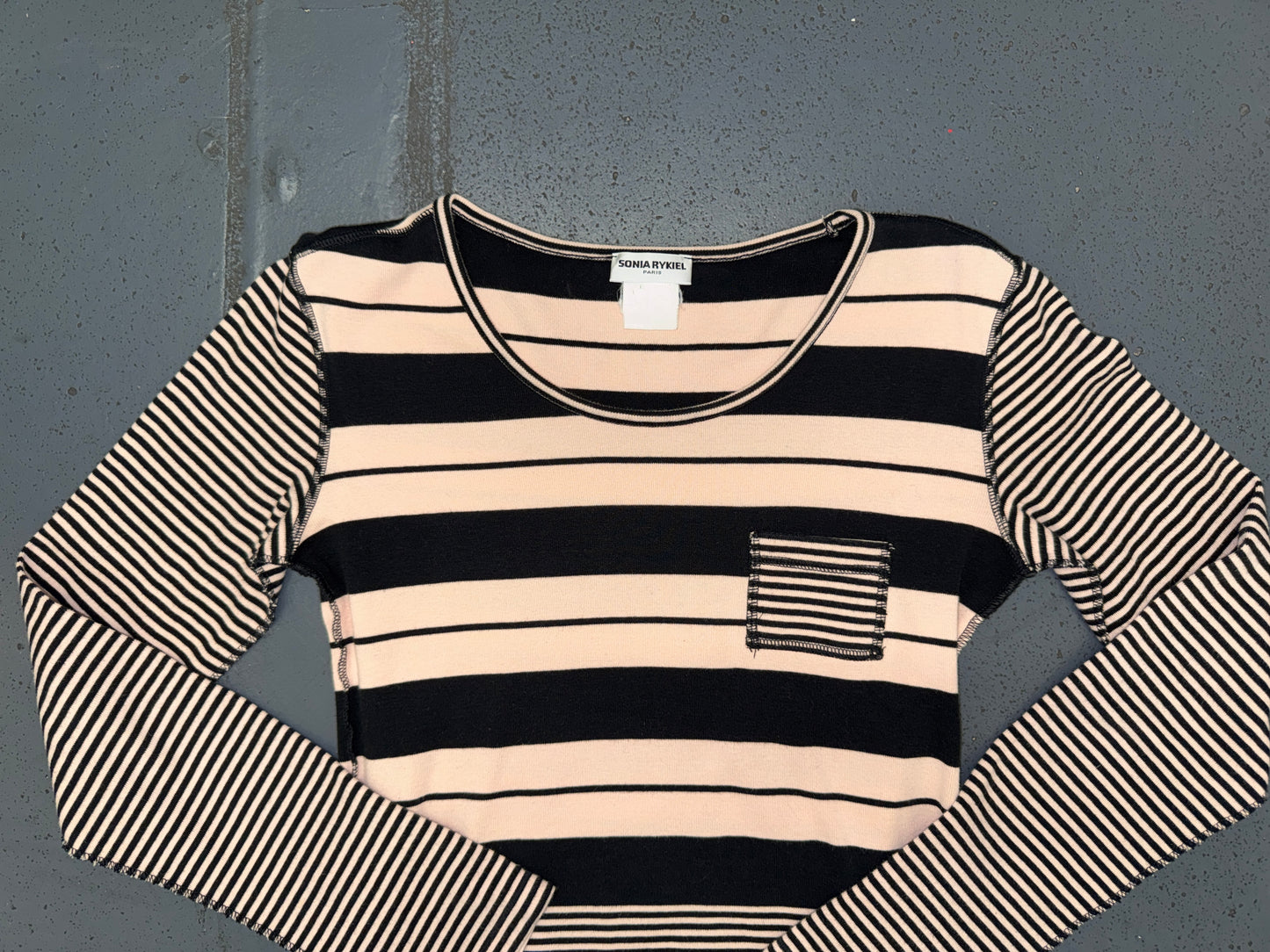 SONIA RYKIEL Pink and Black Striped Sweater