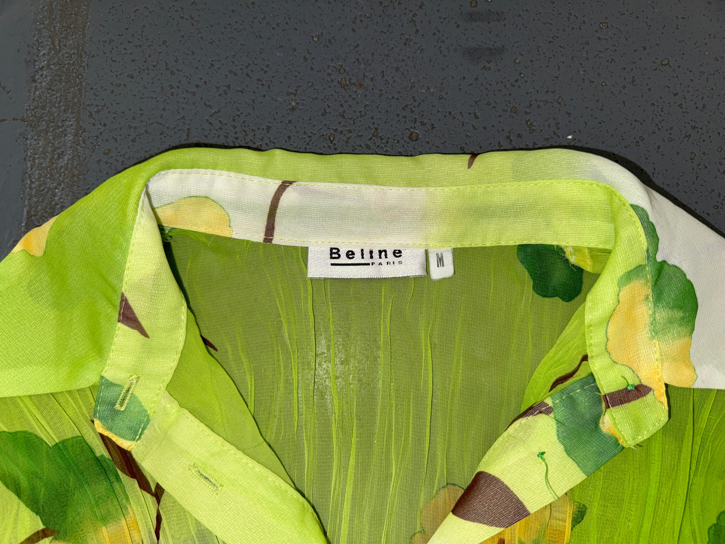 BELINE PARIS Green Pleated Floral Print Blouse