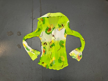 BELINE PARIS Green Pleated Floral Print Blouse