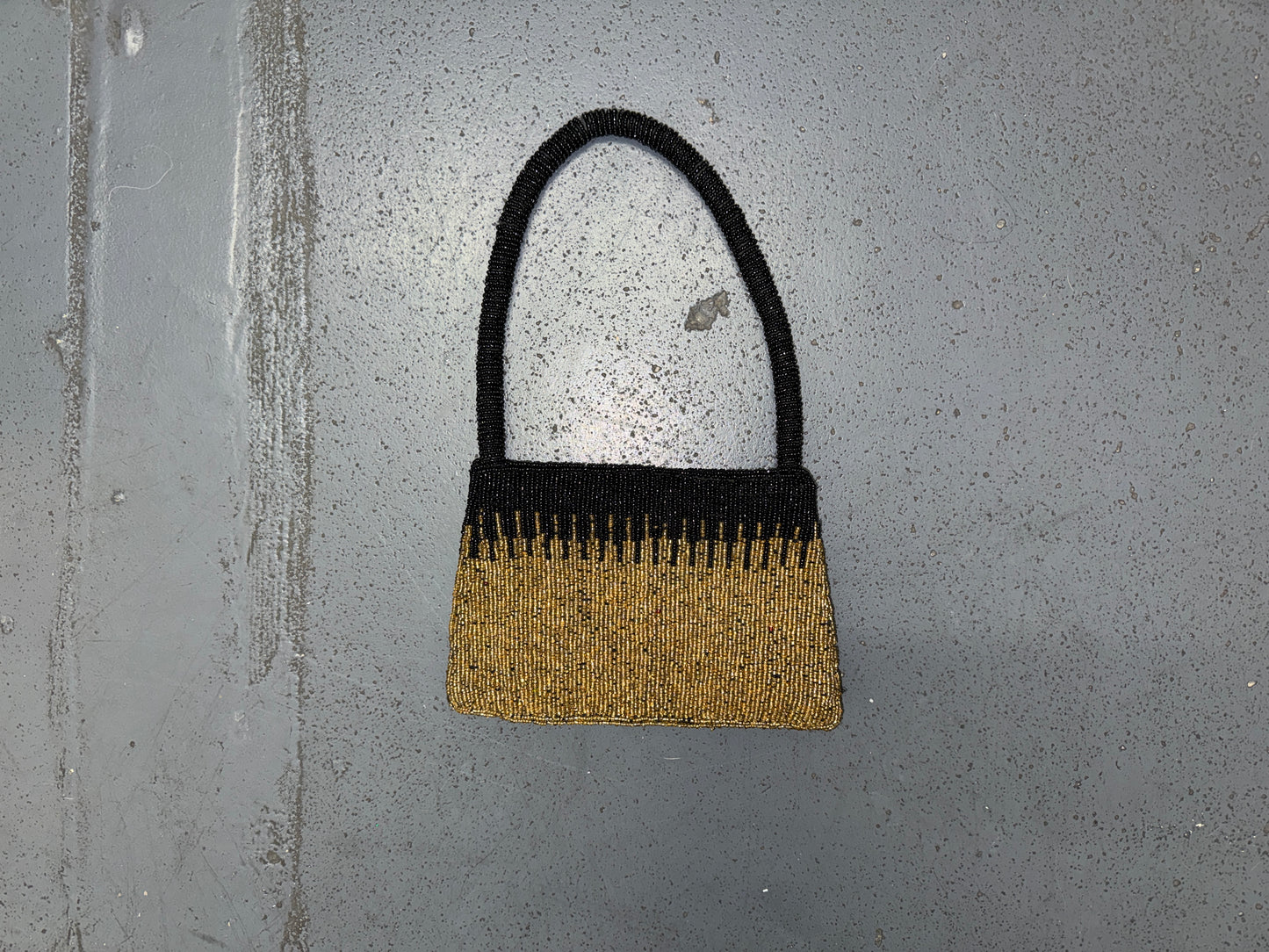 Black and Gold Ombré Beaded Shoulder Bag