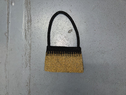 Black and Gold Ombré Beaded Shoulder Bag