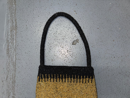 Black and Gold Ombré Beaded Shoulder Bag