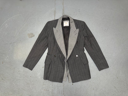 MOSCHINO Couture Deconstructed Gray and Pin Stripe Blazer