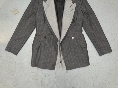 MOSCHINO Couture Deconstructed Gray and Pin Stripe Blazer