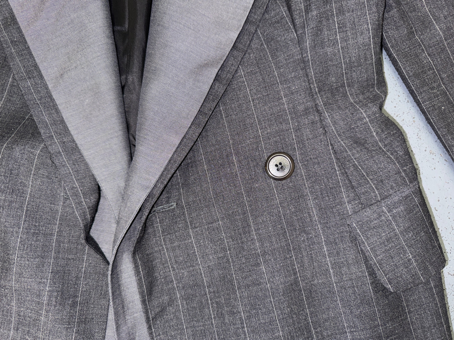 MOSCHINO Couture Deconstructed Gray and Pin Stripe Blazer