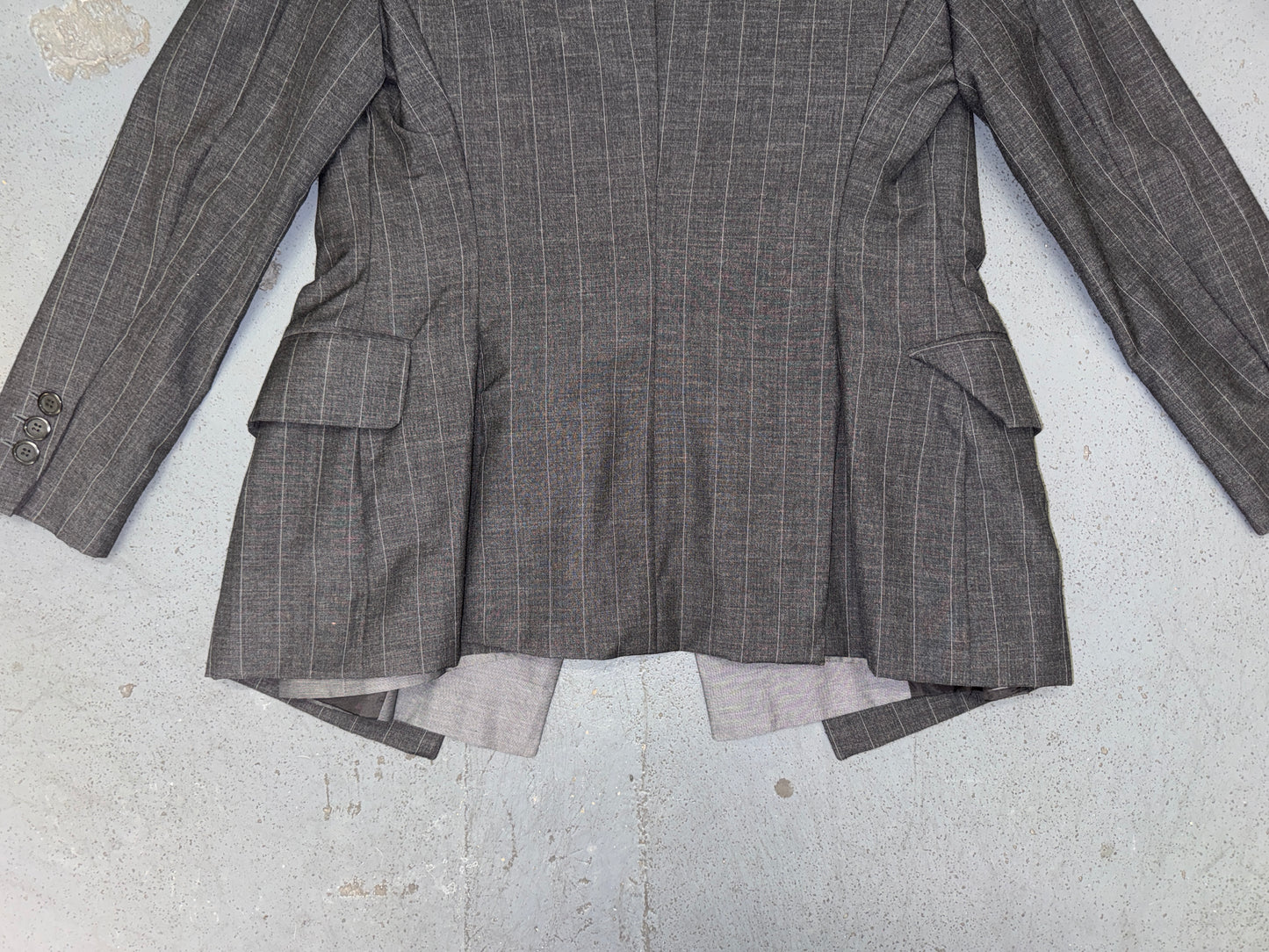 MOSCHINO Couture Deconstructed Gray and Pin Stripe Blazer