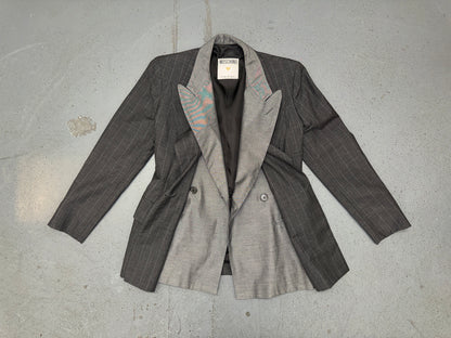 MOSCHINO Couture Deconstructed Gray and Pin Stripe Blazer