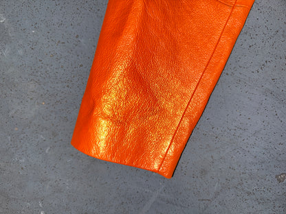 WILSON'S LEATHER Orange Ruched Leather Jacket