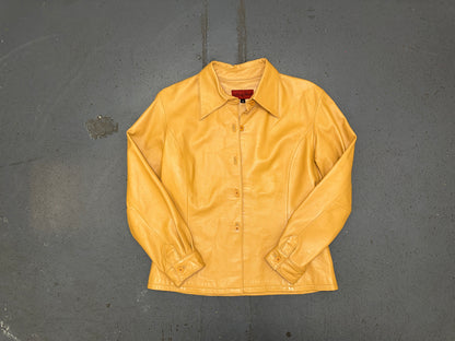 NICOLA BERTI Caramel Brown Leather Shirt Jacket