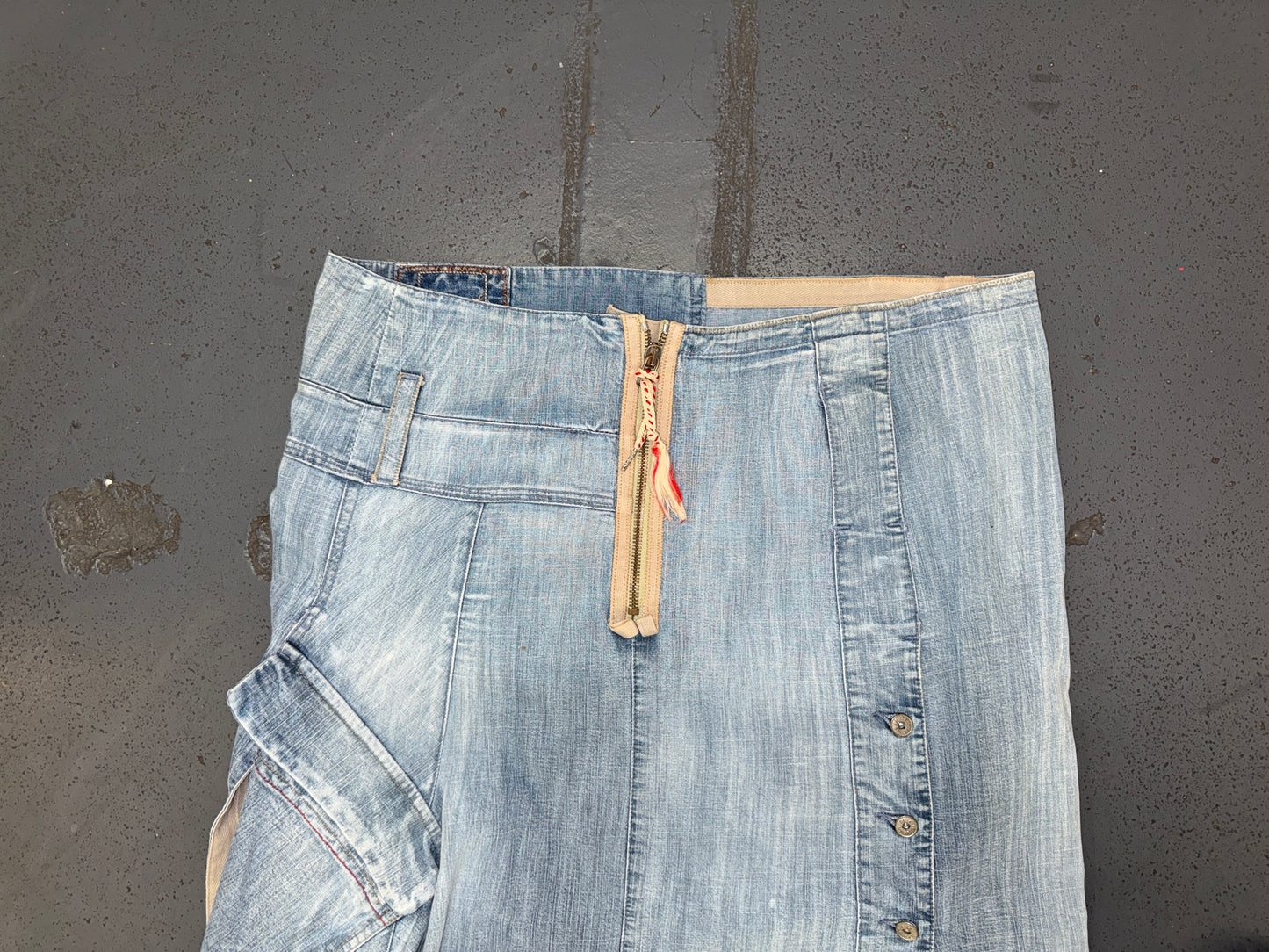 MARITHE FRANCOIS GIRBAUD Light Blue Denim Cargo Midi Skirt