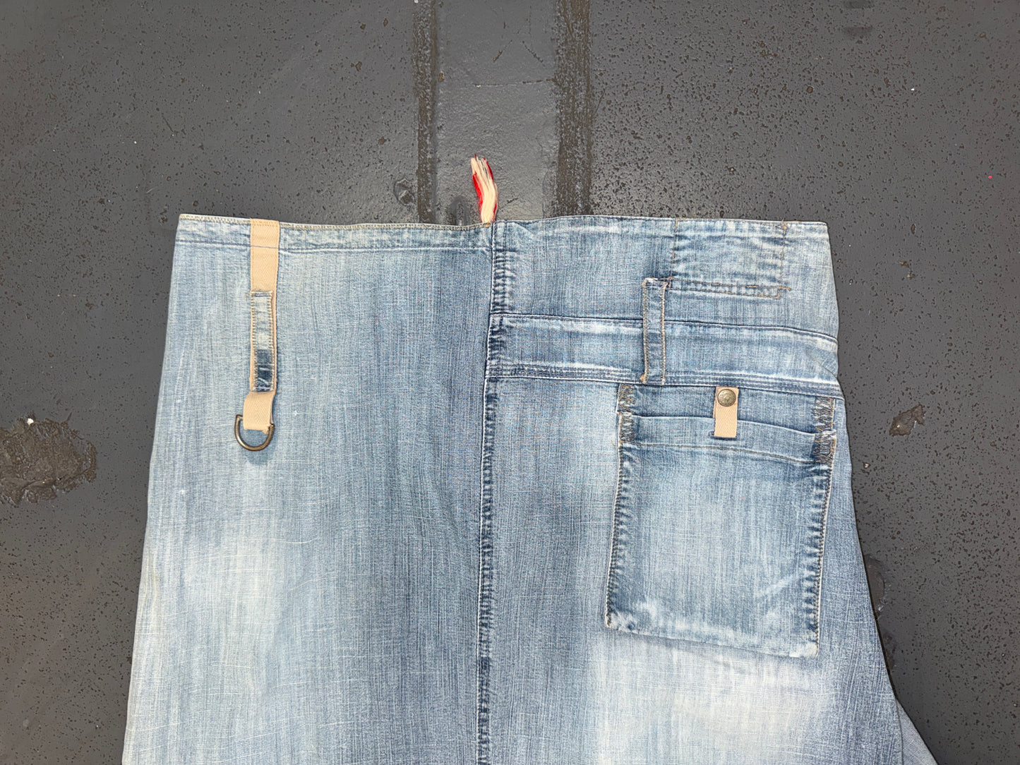 MARITHE FRANCOIS GIRBAUD Light Blue Denim Cargo Midi Skirt