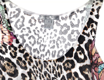 ALBERTO MAKALI Beaded Leopard Top and Cardigan Set