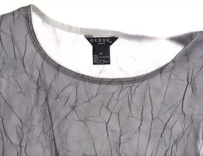 GUESS Black Mesh Crinkle Top