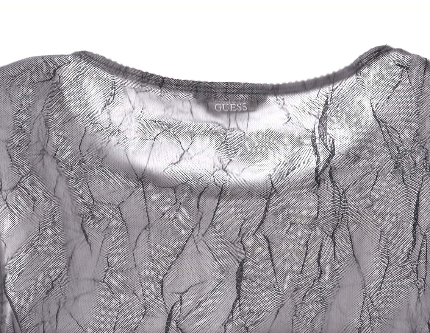 GUESS Black Mesh Crinkle Top