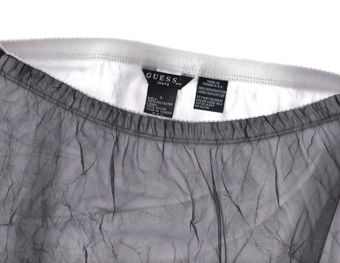 GUESS Black Mesh Crinkle Midi Skirt