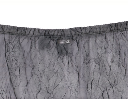GUESS Black Mesh Crinkle Midi Skirt