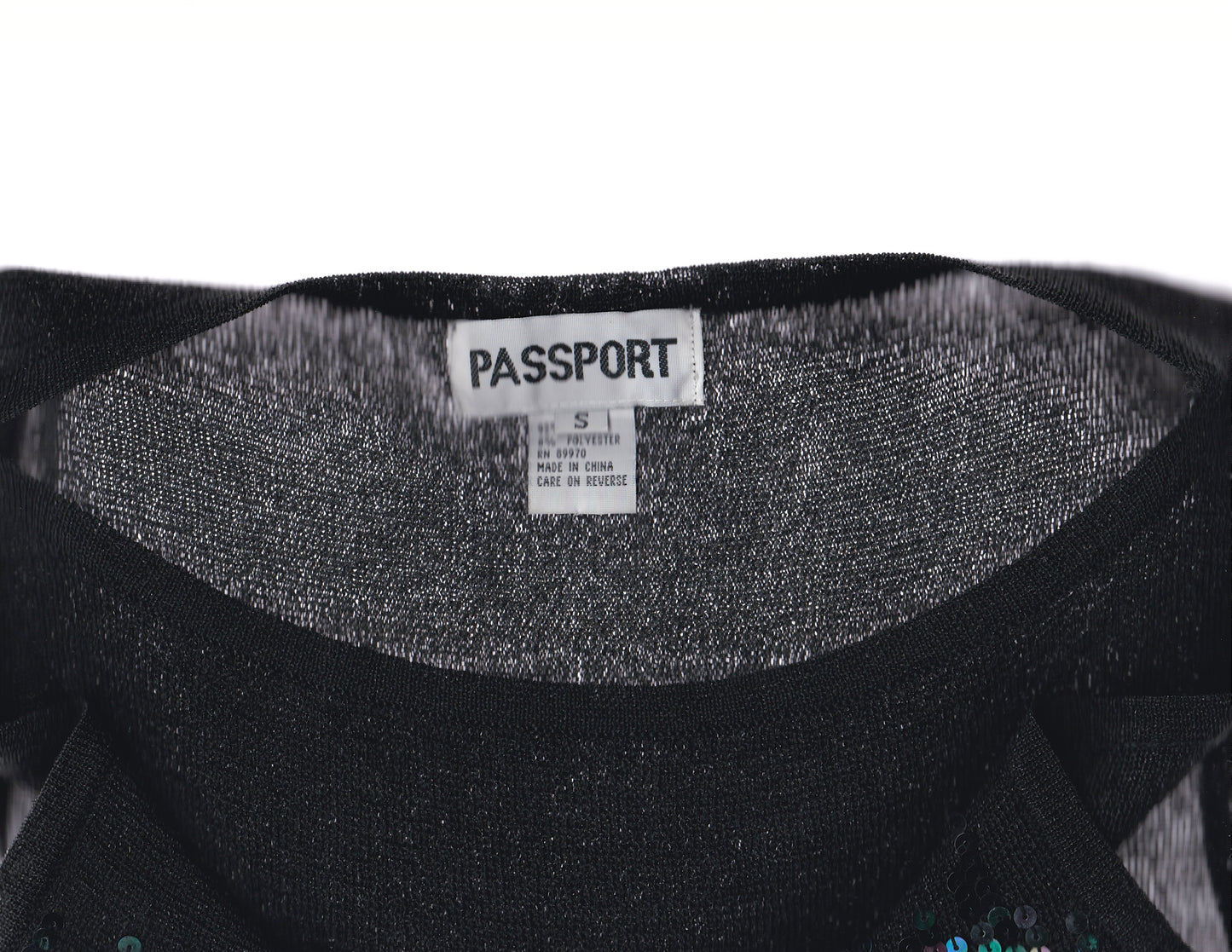 PASSPORT Black Metallic Knit and Sequin Sleeveless Top