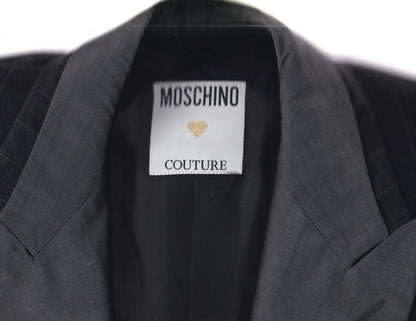 MOSCHINO Couture Deconstructed Gray and Pin Stripe Blazer