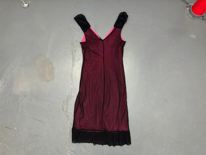Black and Pink Mesh Floral Babydoll Dress