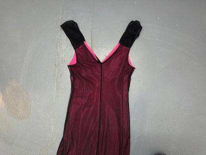 Black and Pink Mesh Floral Babydoll Dress