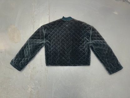 SONIA RYKIEL Dark Green Velvet Quilted Bomber Jacket