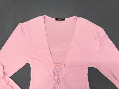 Light Pink O-Ring Long Sleeve Mini Dress