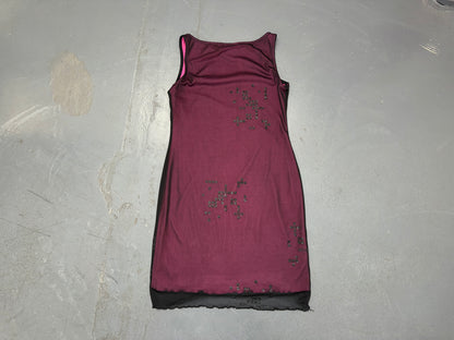 Purple Mesh Mini Shift Dress