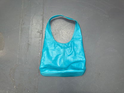 Turquoise Leather Hobo Shoulder Bag