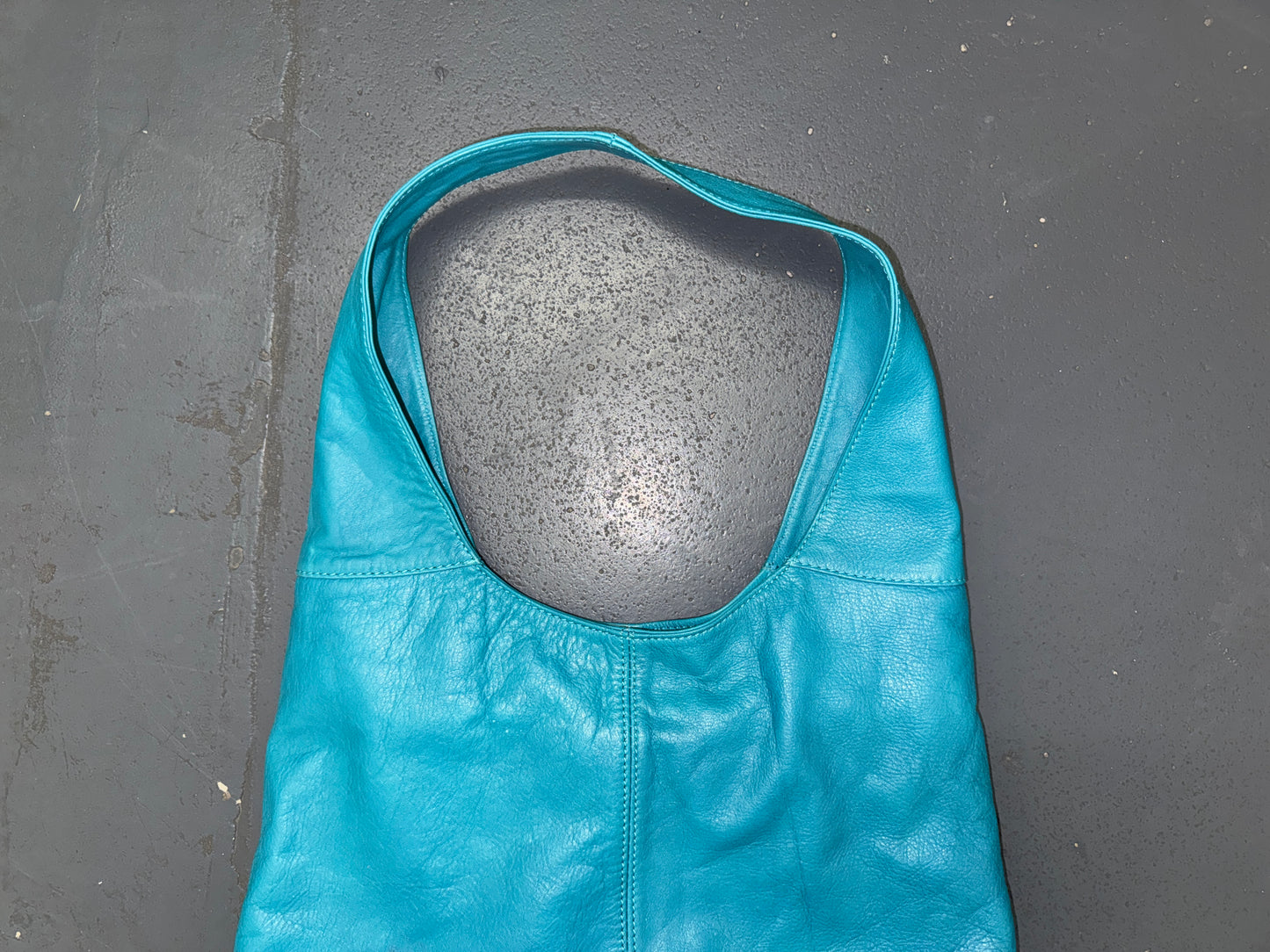 Turquoise Leather Hobo Shoulder Bag