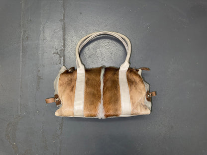 Springbok Fur and Grey Leather Shoulder Bag
