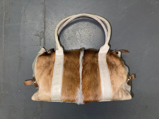 Springbok Fur and Grey Leather Shoulder Bag